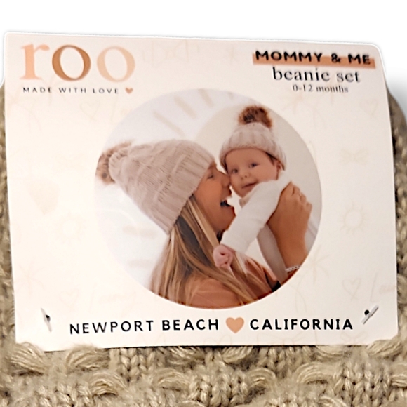 NWT ROO Oatmeal Mommy & Me Beanie Set - Picture 1 of 2